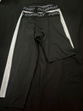 Black and white one leg sleeve compression tights